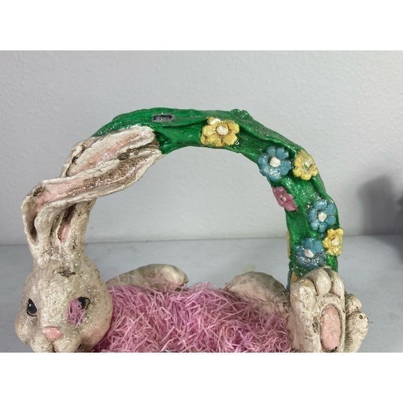Easter Egg Basket Decor Bunny Rabbit 9" Tall Spring Holiday Centerpiece… - Picture 6 of 11